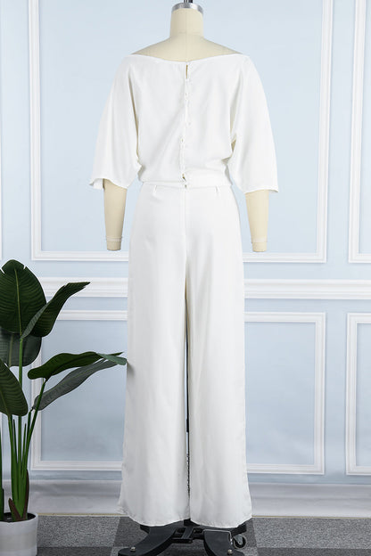 Patchwork One Shoulder Straight Jumpsuits