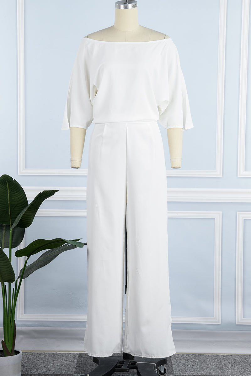 Patchwork One Shoulder Straight Jumpsuits