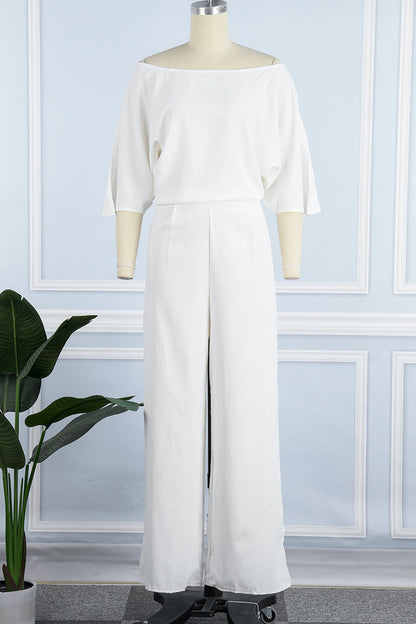 Patchwork One Shoulder Straight Jumpsuits