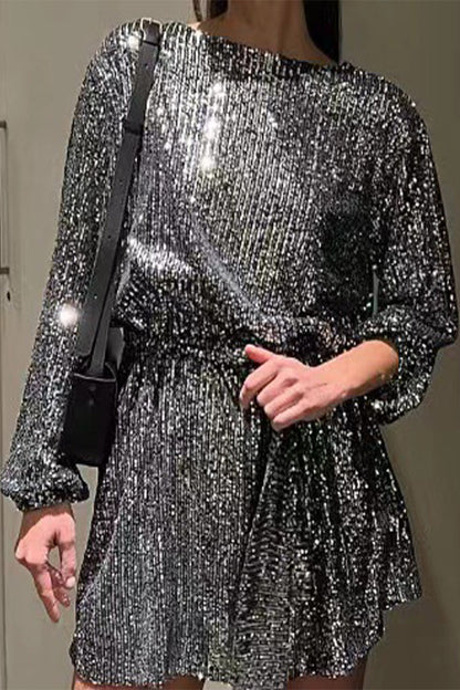 Sequins Off the Shoulder Waist Skirt Dresses(7 Colors)