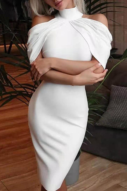 Simplicity Color Turtleneck Pencil Skirt Dresses