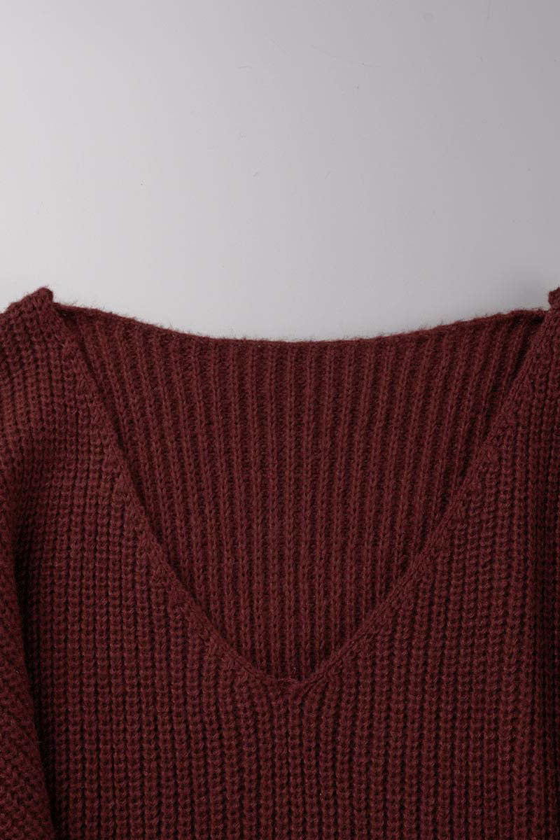 Slit V Neck Sweaters(7 Colors)