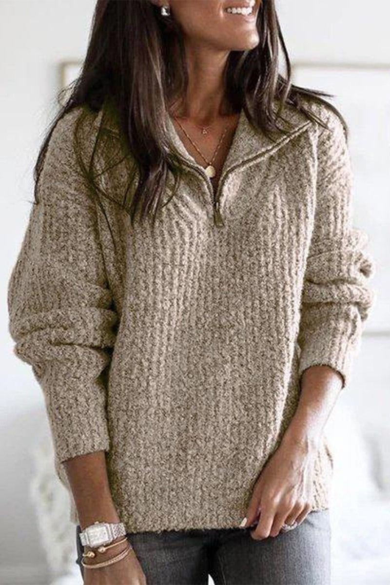 Zipper Zipper Collar Sweaters(6 Colors)