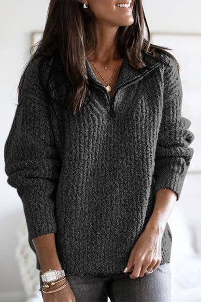 Zipper Zipper Collar Sweaters(6 Colors)