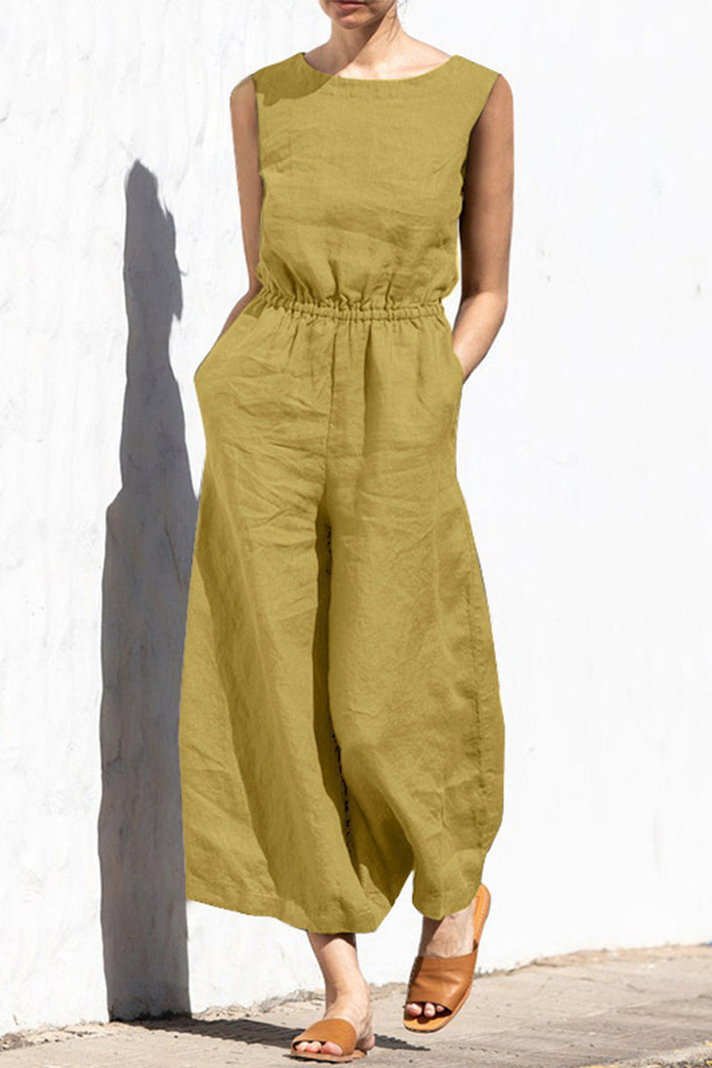 Simplicity Color O Neck Loose Jumpsuits(4 Colors)