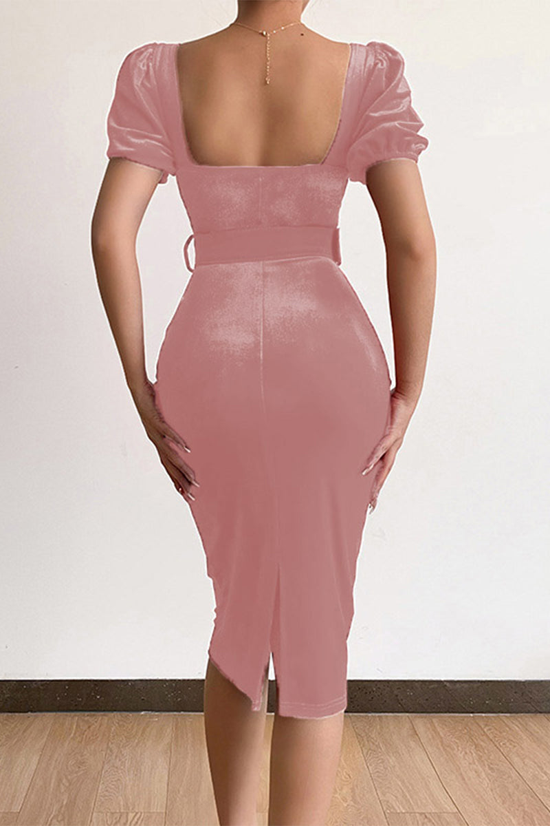 With Belt Asymmetrical V Neck One Step Skirt Dresses(7 Colors)