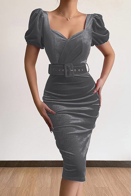 With Belt Asymmetrical V Neck One Step Skirt Dresses(7 Colors)