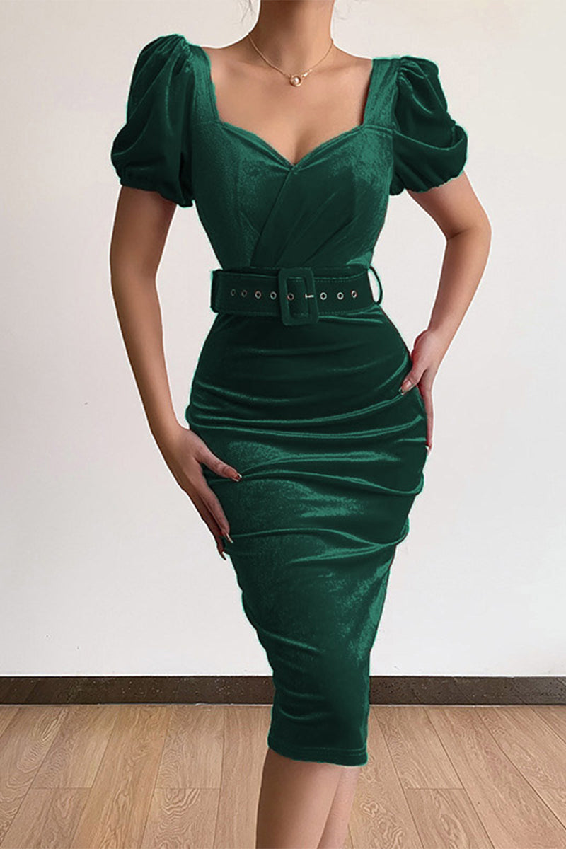 With Belt Asymmetrical V Neck One Step Skirt Dresses(7 Colors)