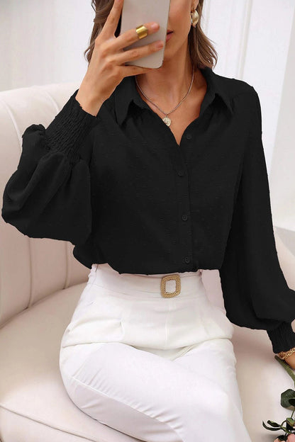Work Simplicity Buttons Color Turndown Collar Blouses(4 Colors)