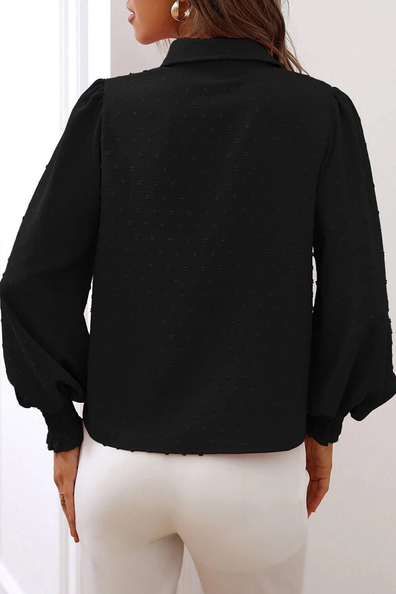 Work Simplicity Buttons Color Turndown Collar Blouses(4 Colors)