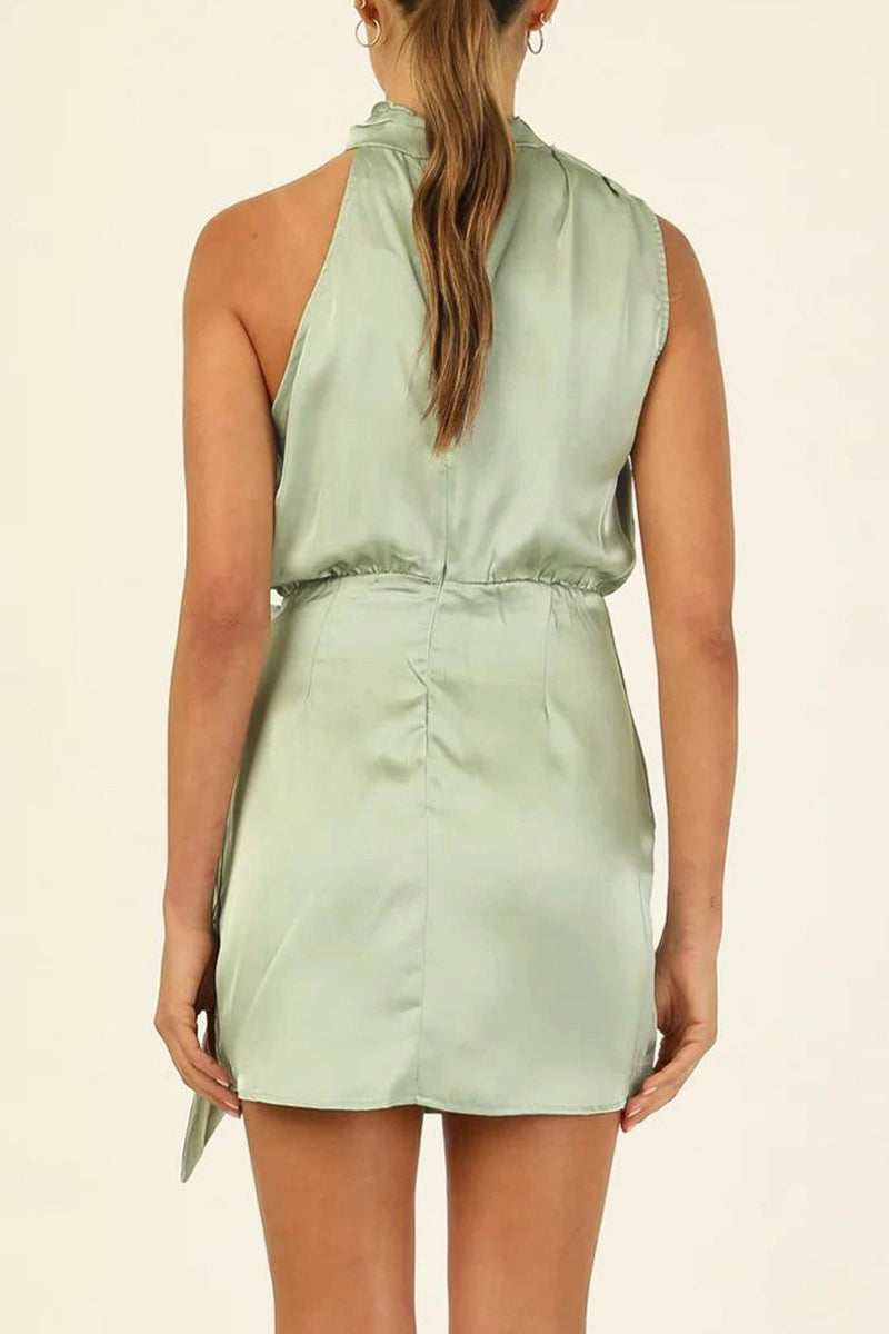 Color Halter One Step Skirt Dresses(6 Colors)