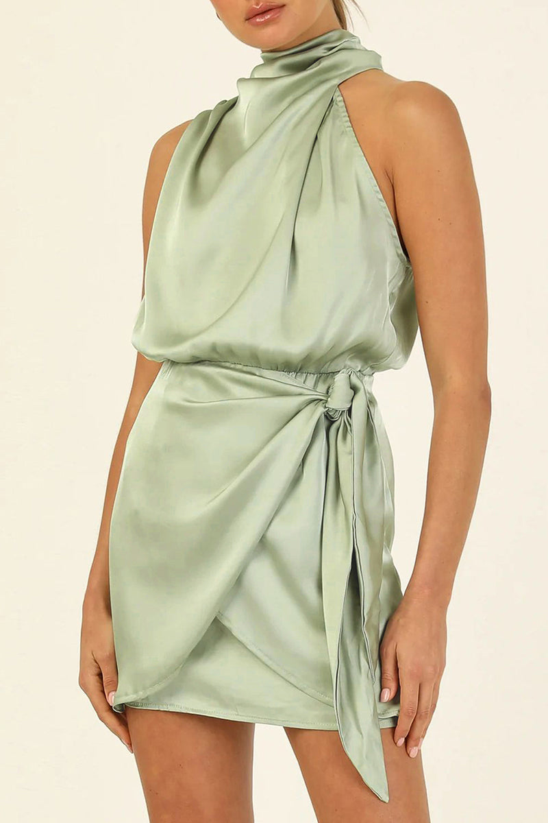 Color Halter One Step Skirt Dresses(6 Colors)