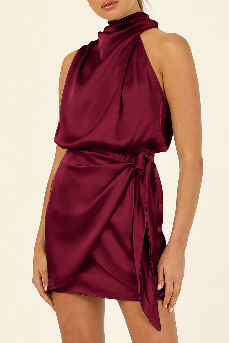 Color Halter One Step Skirt Dresses(6 Colors)