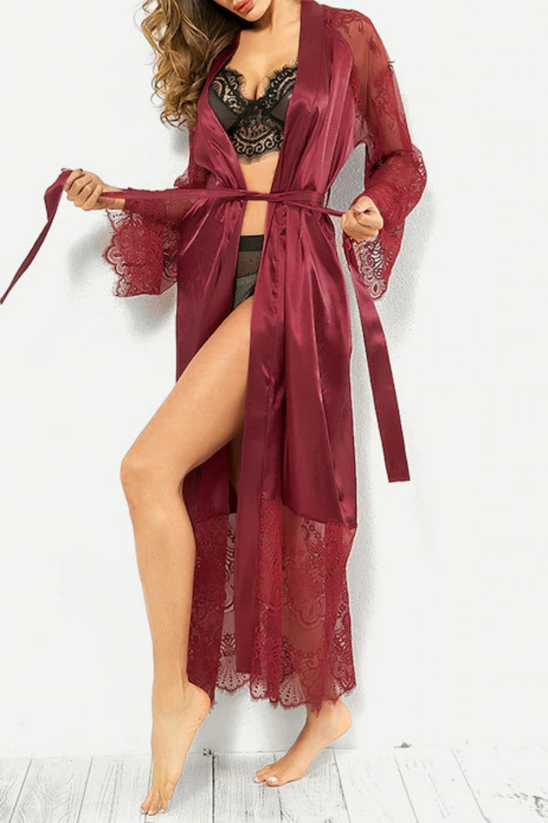 Patchwork See-through Cardigan Lingerie