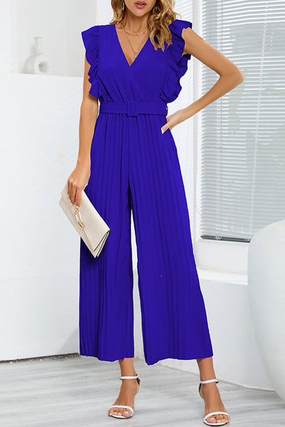Simplicity With Belt V Neck Regular Jumpsuits