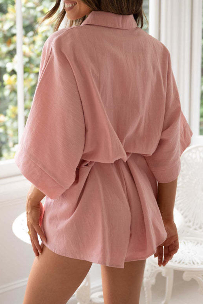 Simplicity Frenulum Color Turndown Collar Loose Rompers