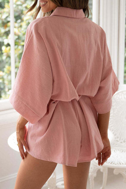 Simplicity Frenulum Color Turndown Collar Loose Rompers