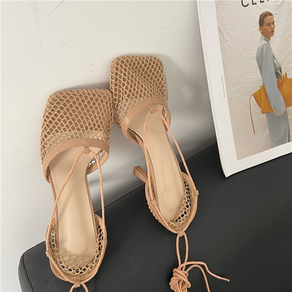 Bandage Mesh Closed Out Door Shoes
