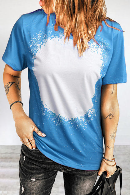 Print Patchwork O Neck T-shirts(6 Colors)
