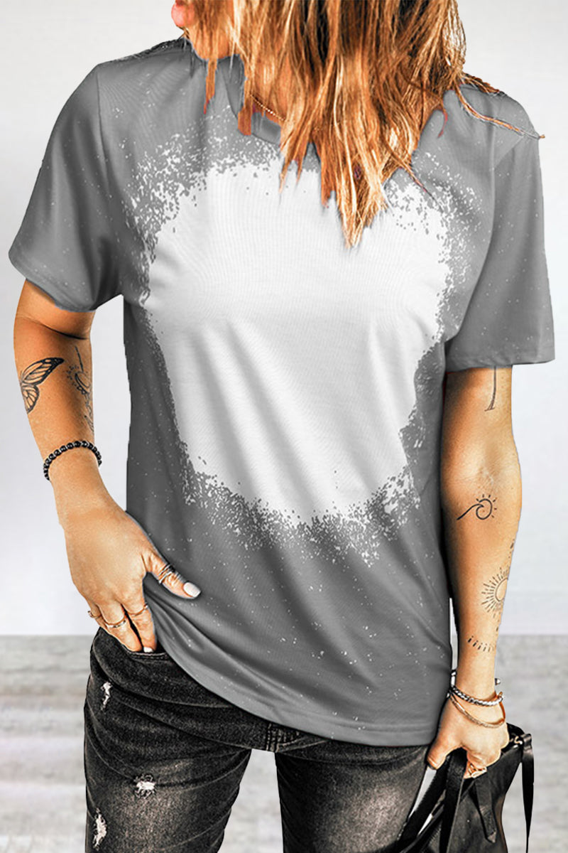 Print Patchwork O Neck T-shirts(6 Colors)