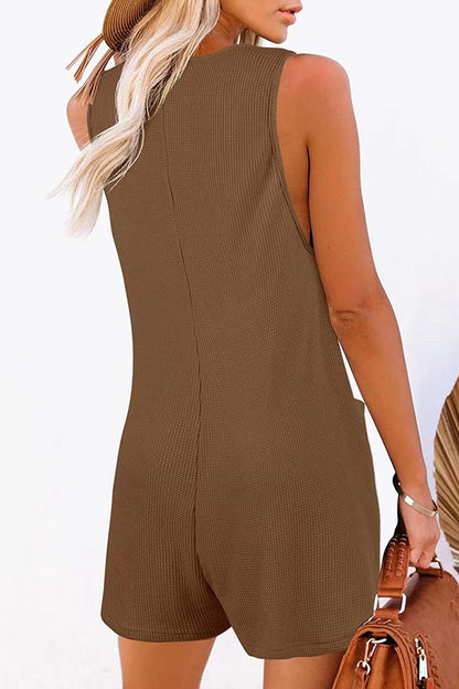 Street Pocket Buttons V Neck Loose Jumpsuits(6 Colors)