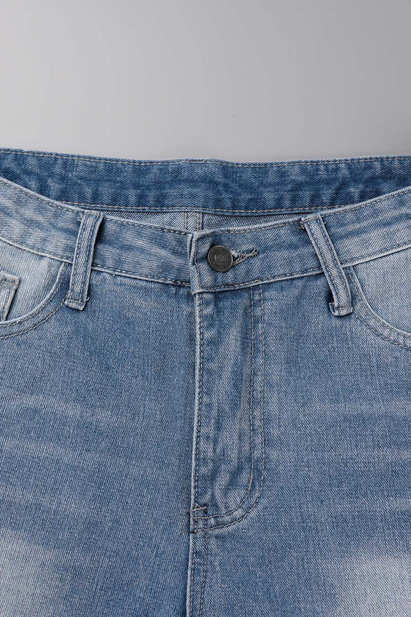 Street Ripped High Waist Denim Shorts