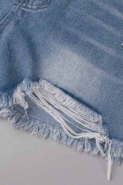 Street Ripped High Waist Denim Shorts