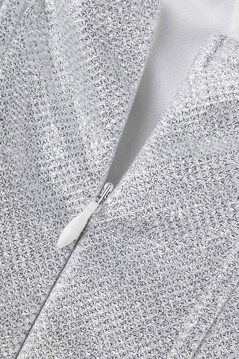 Fold Sequined Asymmetrical Halter Wrapped Skirt Dresses