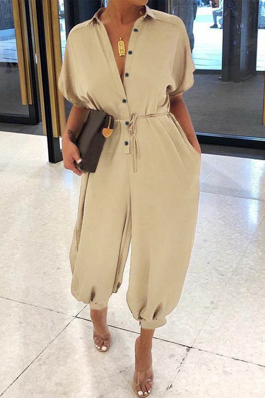 Leopard Frenulum Printing Loose Jumpsuits