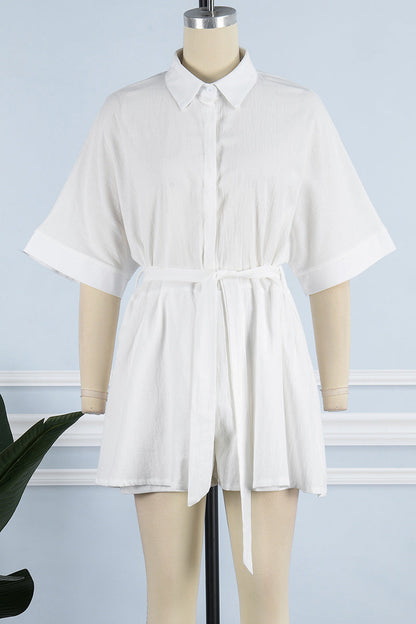 Simplicity Frenulum Color Turndown Collar Loose Rompers