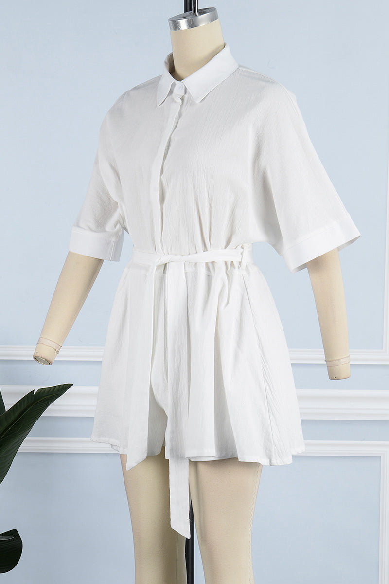 Simplicity Frenulum Color Turndown Collar Loose Rompers