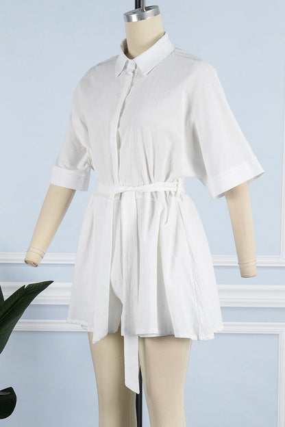 Simplicity Frenulum Color Turndown Collar Loose Rompers