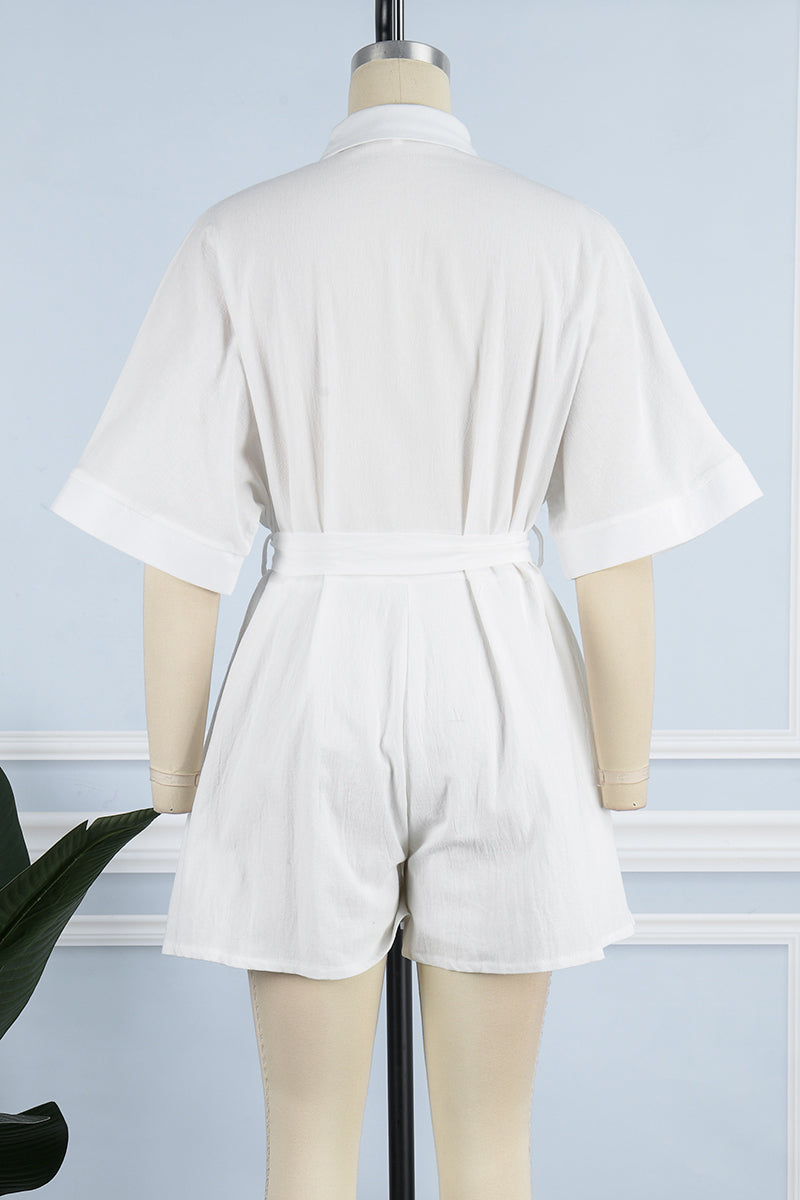 Simplicity Frenulum Color Turndown Collar Loose Rompers