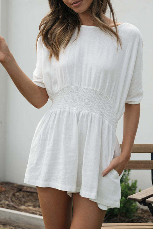 Simplicity Backless O Neck Loose Rompers