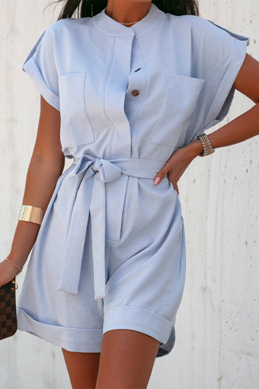Work Frenulum Buckle O Neck Regular Rompers