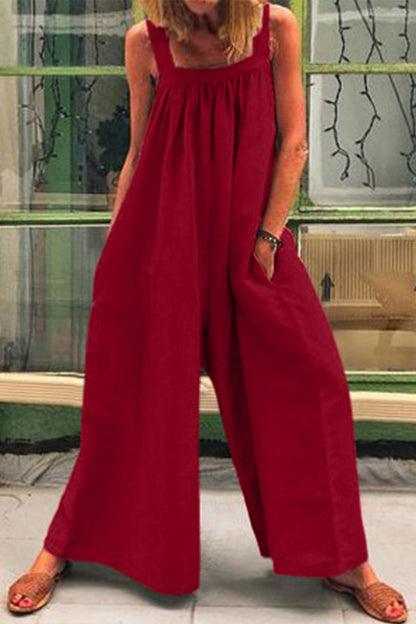Daily Square Collar Loose Jumpsuits(5 Colors)