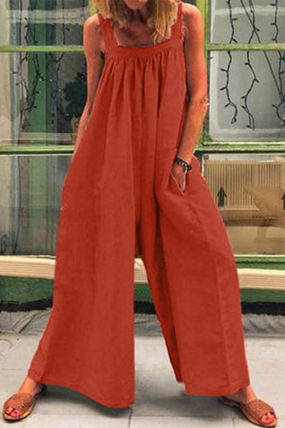 Daily Square Collar Loose Jumpsuits(5 Colors)