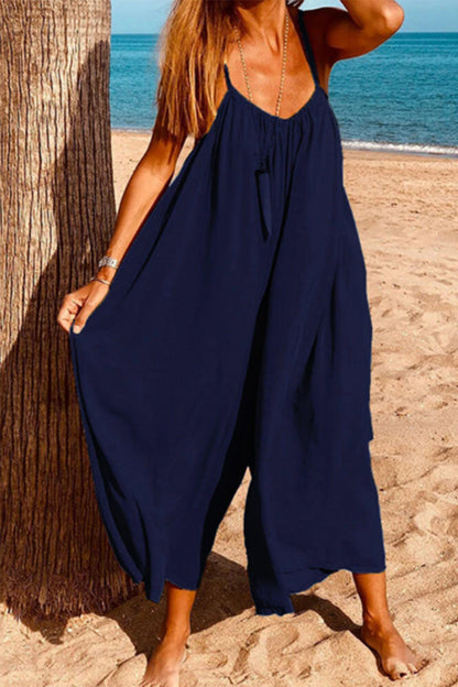 Simplicity Color V Neck Loose Jumpsuits(6 Colors)