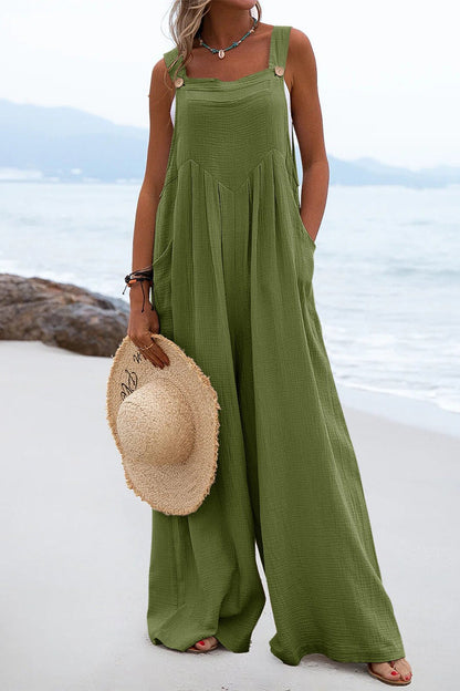 Split Joint Square Collar Loose Jumpsuits(13 Colors)