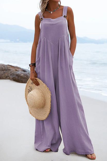 Split Joint Square Collar Loose Jumpsuits(13 Colors)