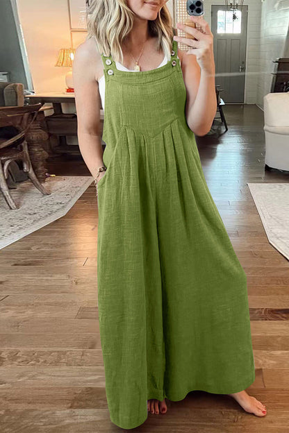 Street Pocket Square Collar Loose Jumpsuits