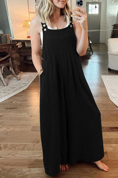 Street Pocket Square Collar Loose Jumpsuits