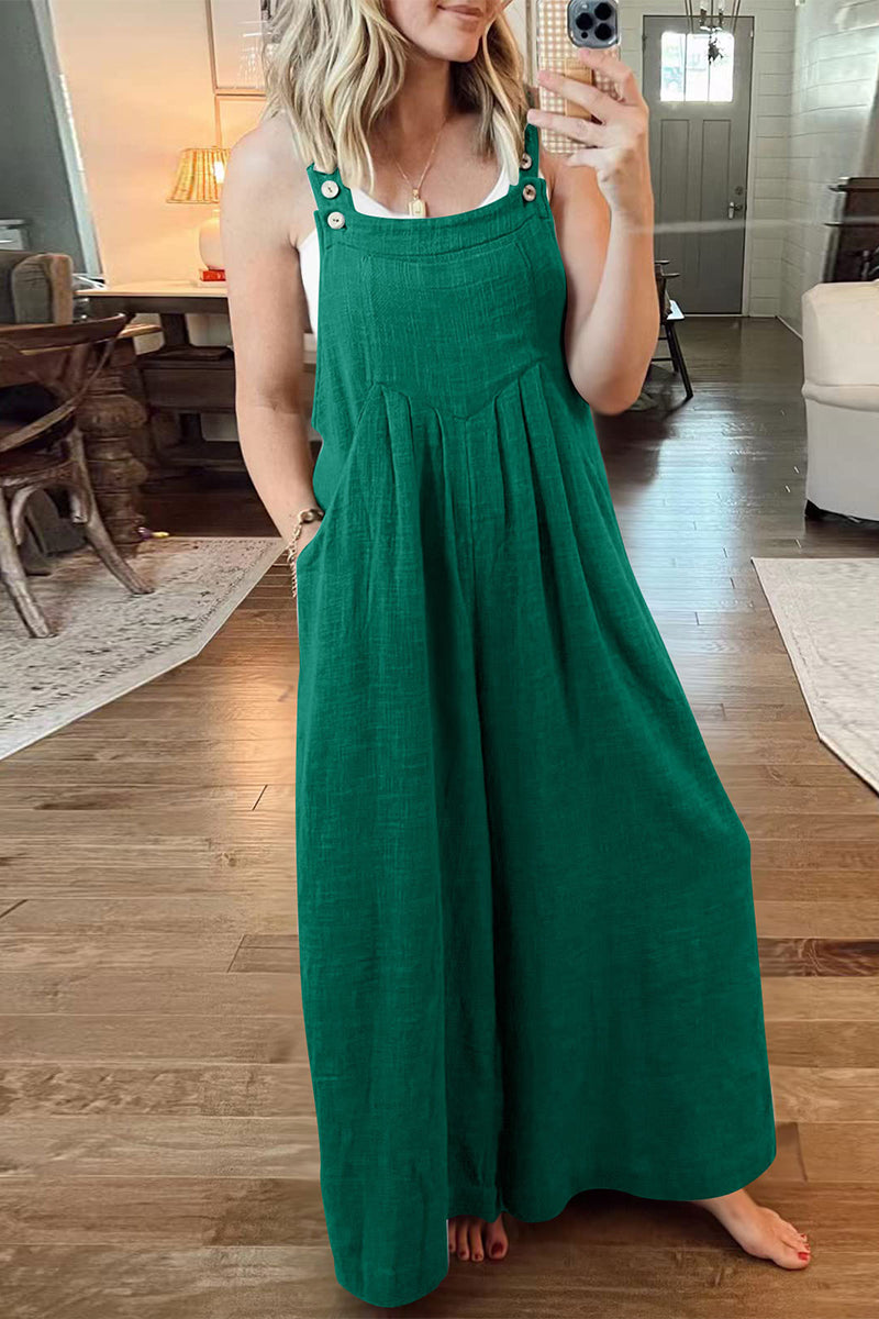 Street Pocket Square Collar Loose Jumpsuits