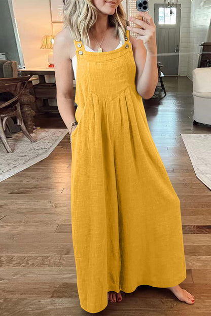 Street Pocket Square Collar Loose Jumpsuits