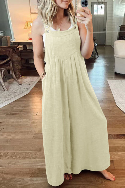 Street Pocket Square Collar Loose Jumpsuits