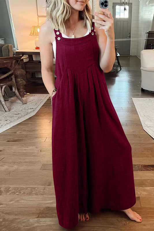 Street Pocket Square Collar Loose Jumpsuits