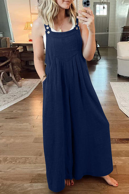 Street Pocket Square Collar Loose Jumpsuits