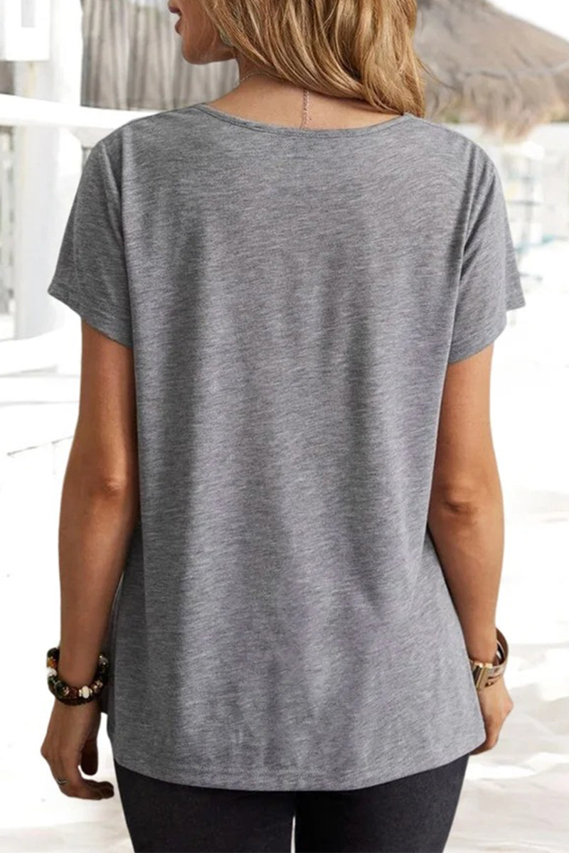 Daily Asymmetrical U Neck T-shirts(5 Colors)