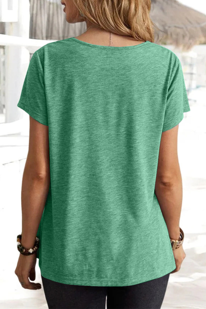 Daily Asymmetrical U Neck T-shirts(5 Colors)