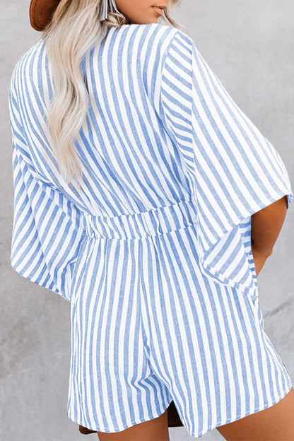 Simplicity Geometric Patchwork Frenulum V Neck Loose Jumpsuits(4 Colors)